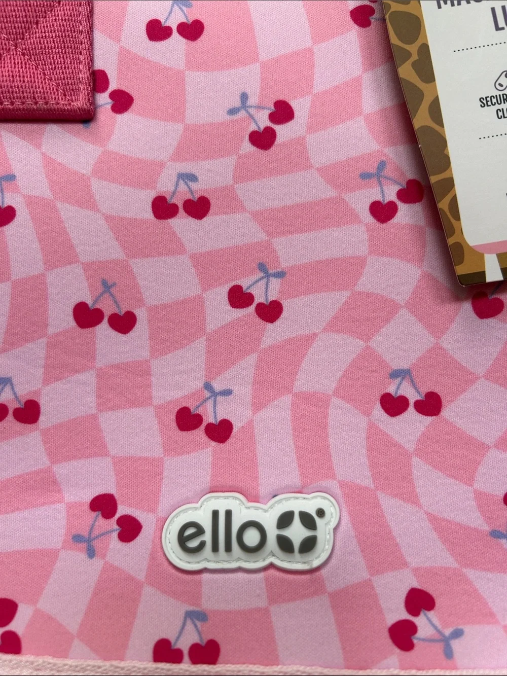 Ello Pink Cherry Kids Lunch Bag with Handles